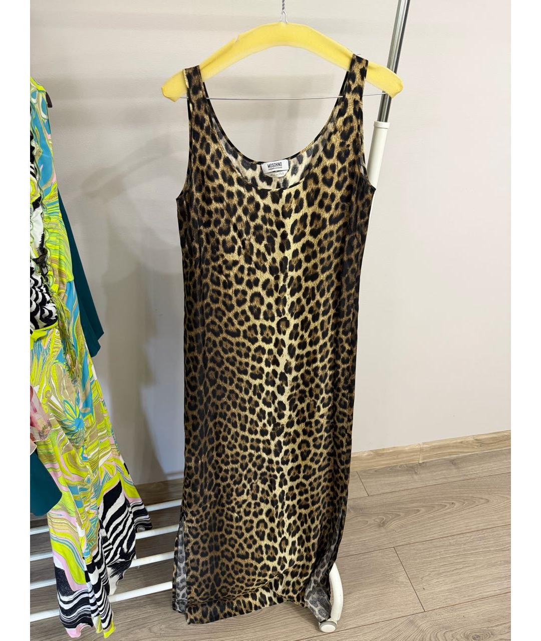 MOSCHINO Коричневое шелковое повседневное платье, фото 5