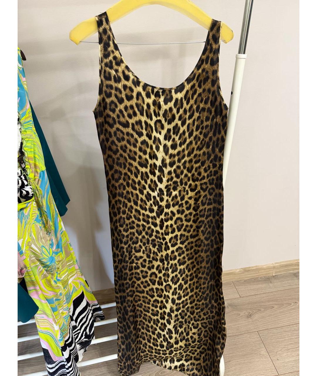 MOSCHINO Коричневое шелковое повседневное платье, фото 2