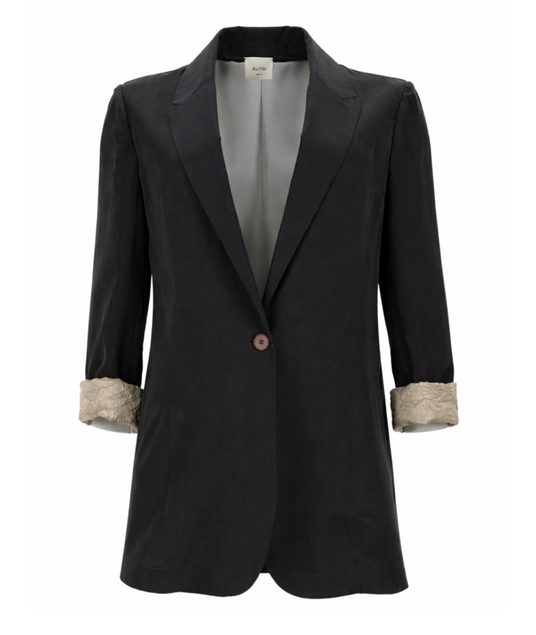 ALYSI Черный шелковый жакет/пиджак, фото 1