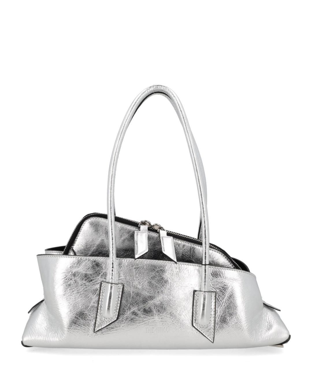 THE ATTICO Серебряная кожаная сумка тоут, фото 1
