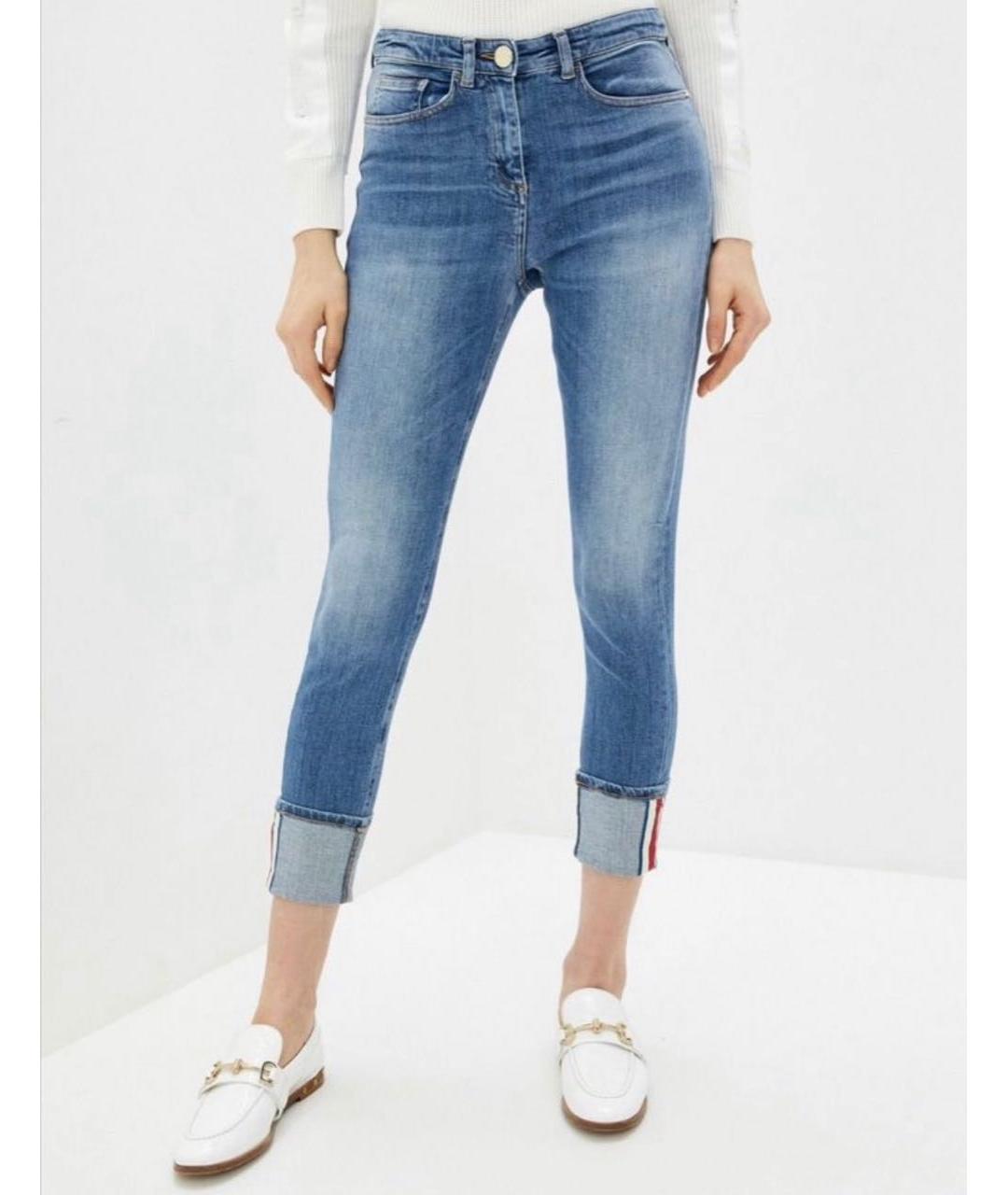 ELISABETTA FRANCHI Голубые хлопко-эластановые джинсы слим, фото 7