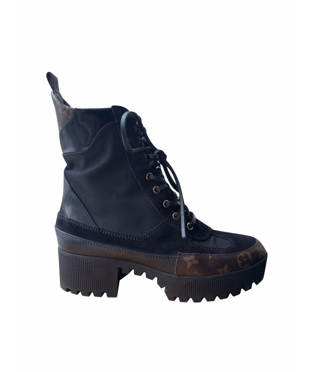 LOUIS VUITTON Черные замшевые ботильоны, фото 1