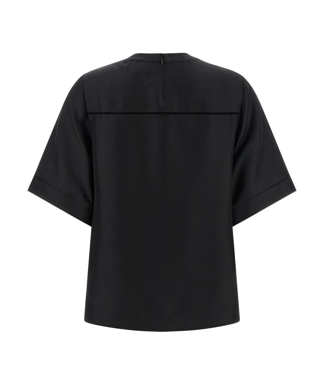 LOULOU STUDIO Черная шелковая футболка, фото 2