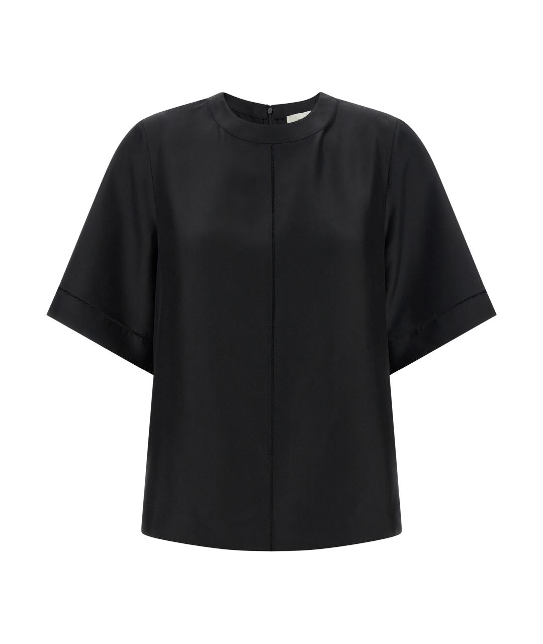 LOULOU STUDIO Черная шелковая футболка, фото 1