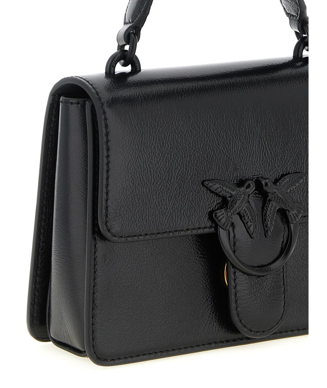 PINKO Черная кожаная сумка через плечо, фото 3