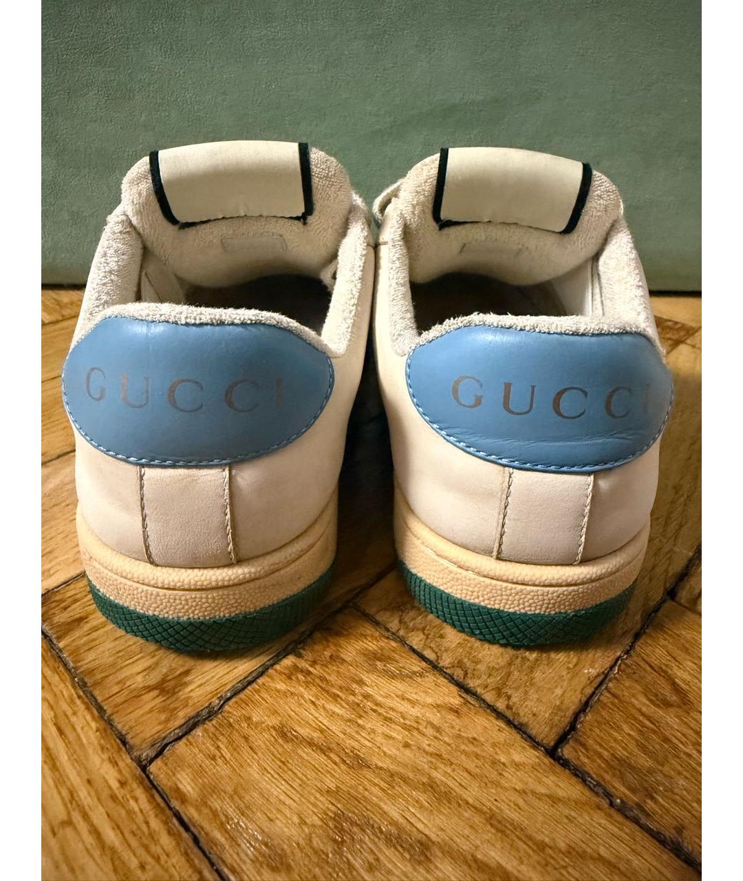 GUCCI Бежевые кожаные кроссовки, фото 4