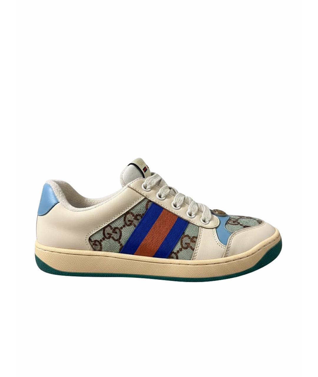 GUCCI Бежевые кожаные кроссовки, фото 1