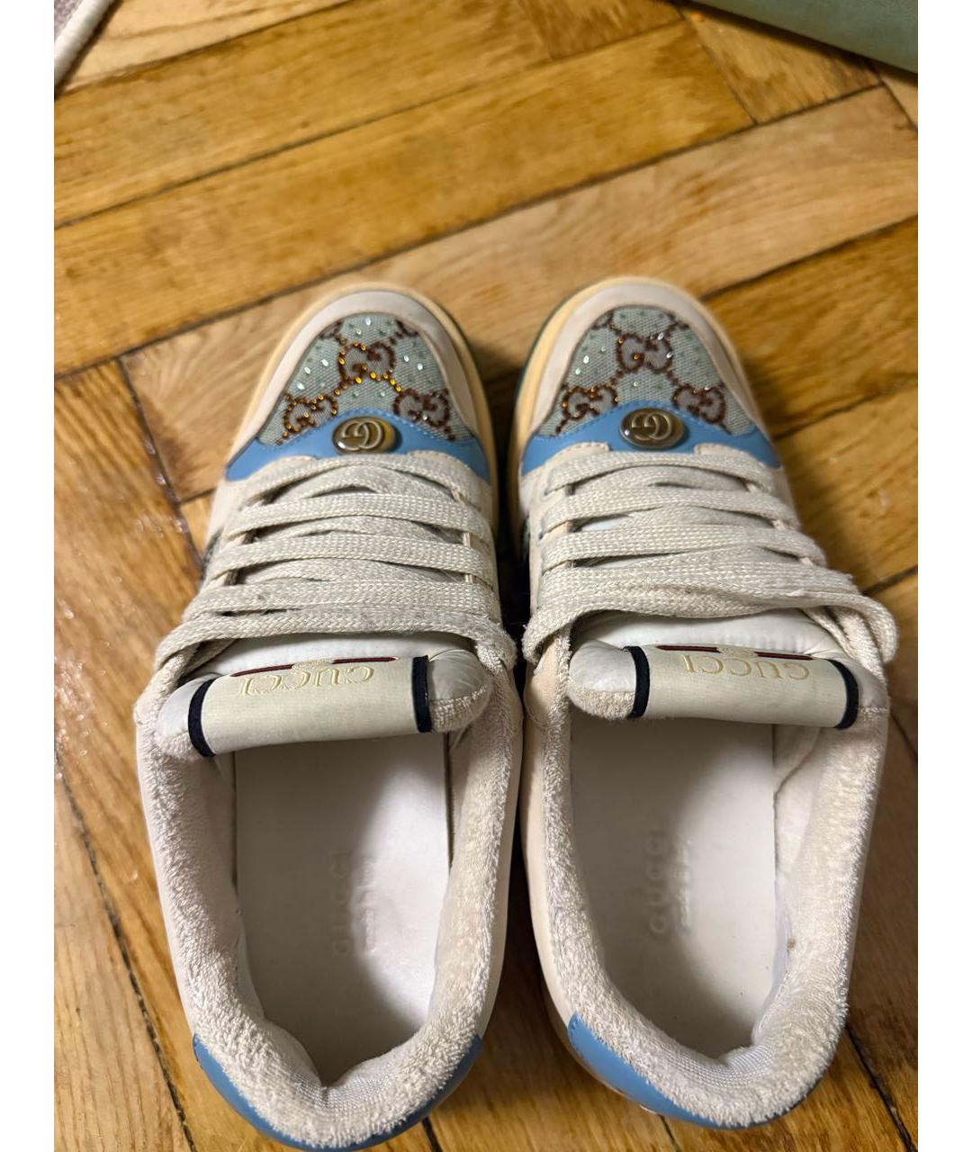 GUCCI Бежевые кожаные кроссовки, фото 3