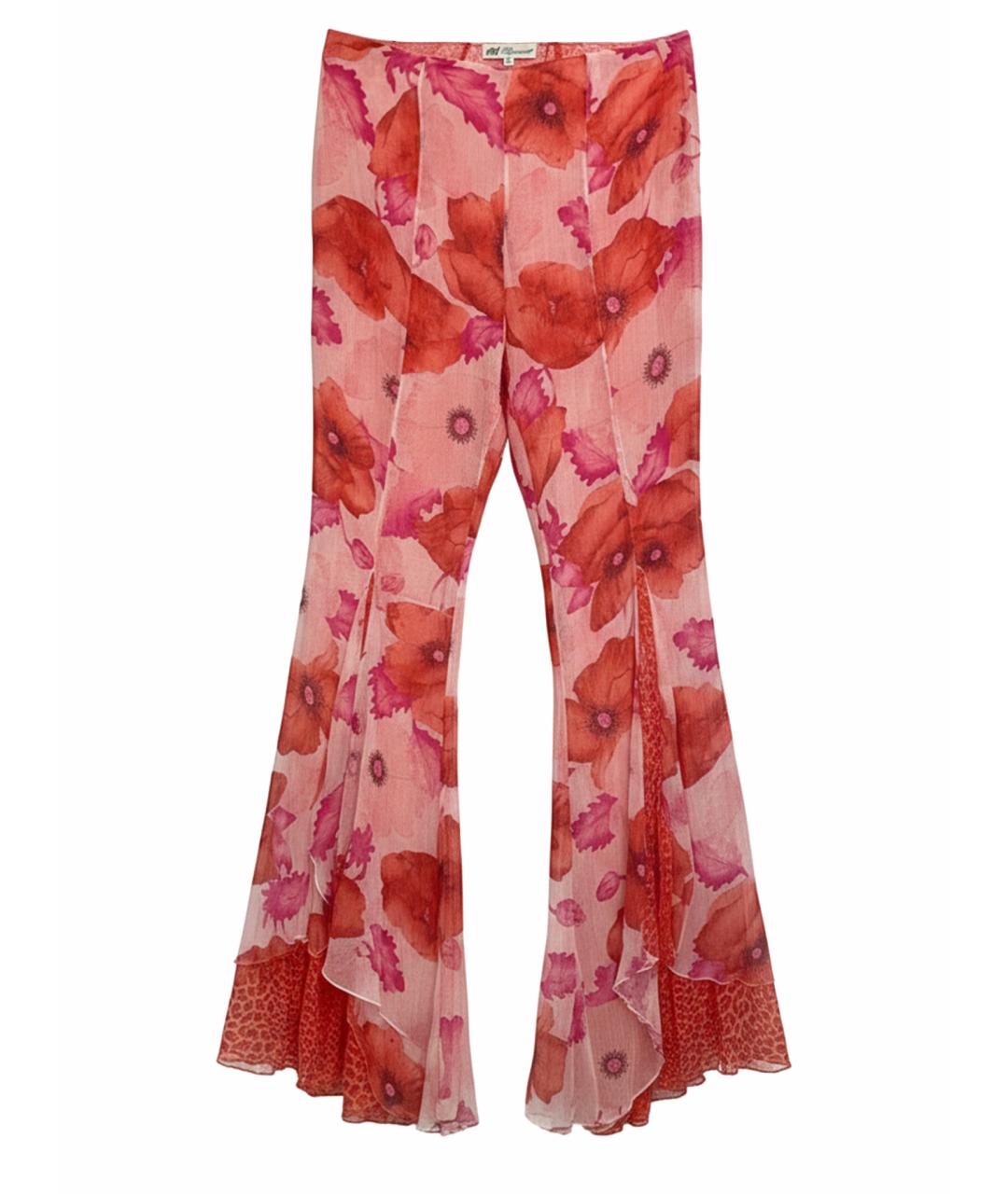 BLUMARINE Красные шифоновые прямые брюки, фото 1