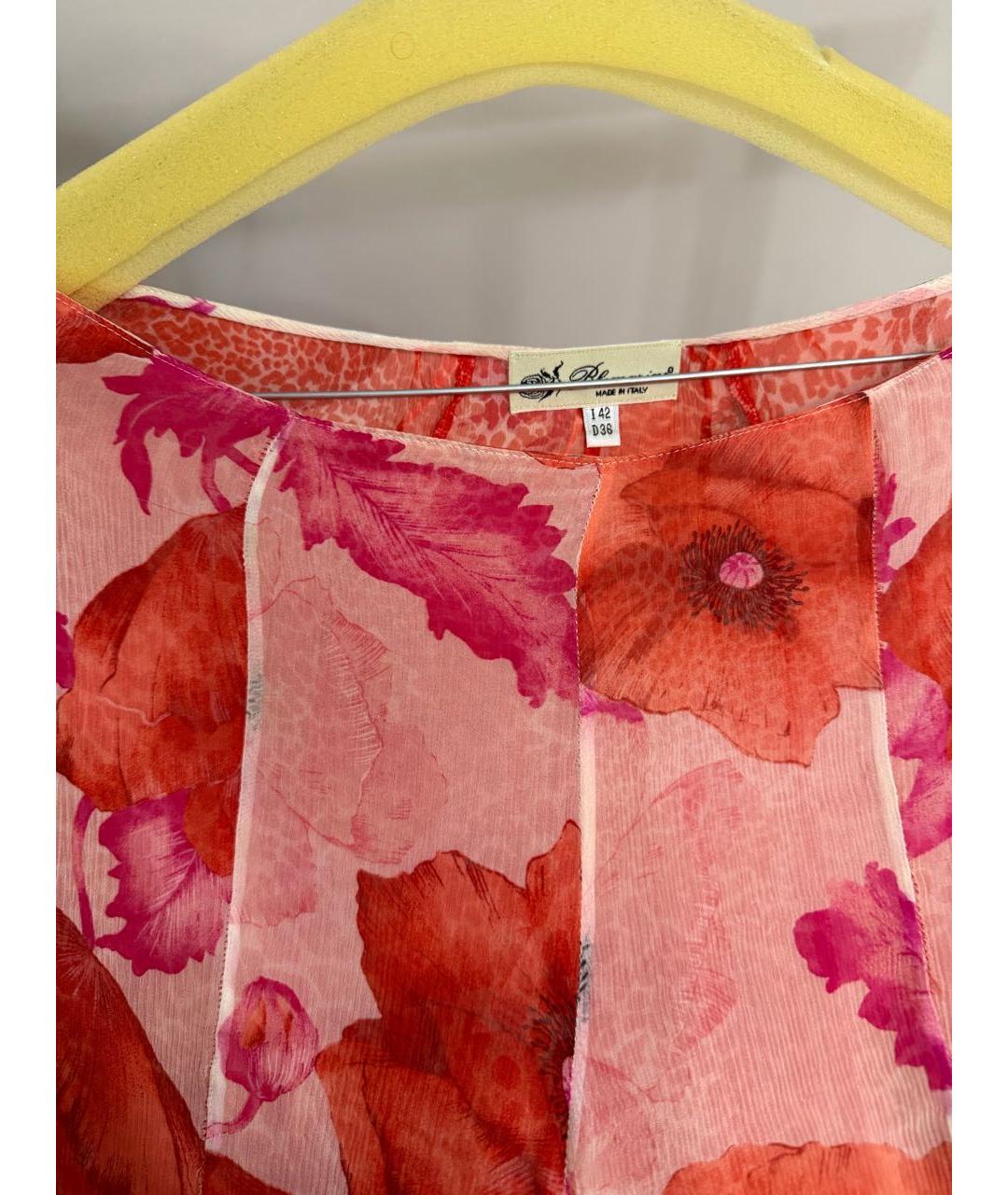 BLUMARINE Красные шифоновые прямые брюки, фото 3