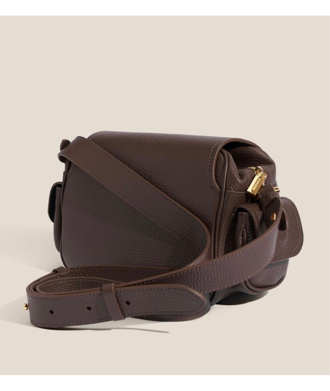 COCCINELLE Коричневая кожаная сумка через плечо, фото 3