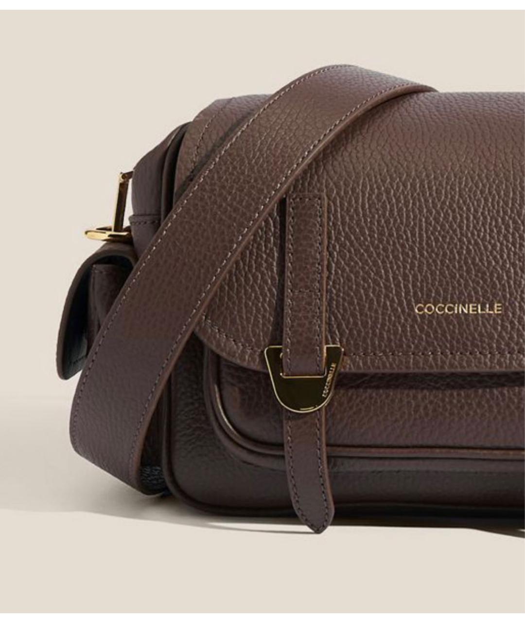 COCCINELLE Коричневая кожаная сумка через плечо, фото 5