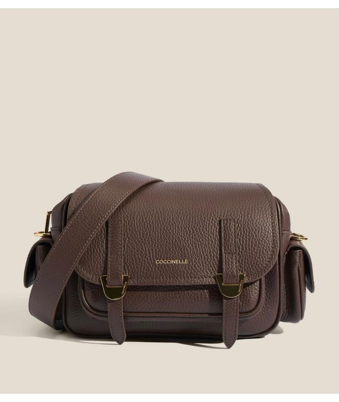 COCCINELLE Коричневая кожаная сумка через плечо, фото 6
