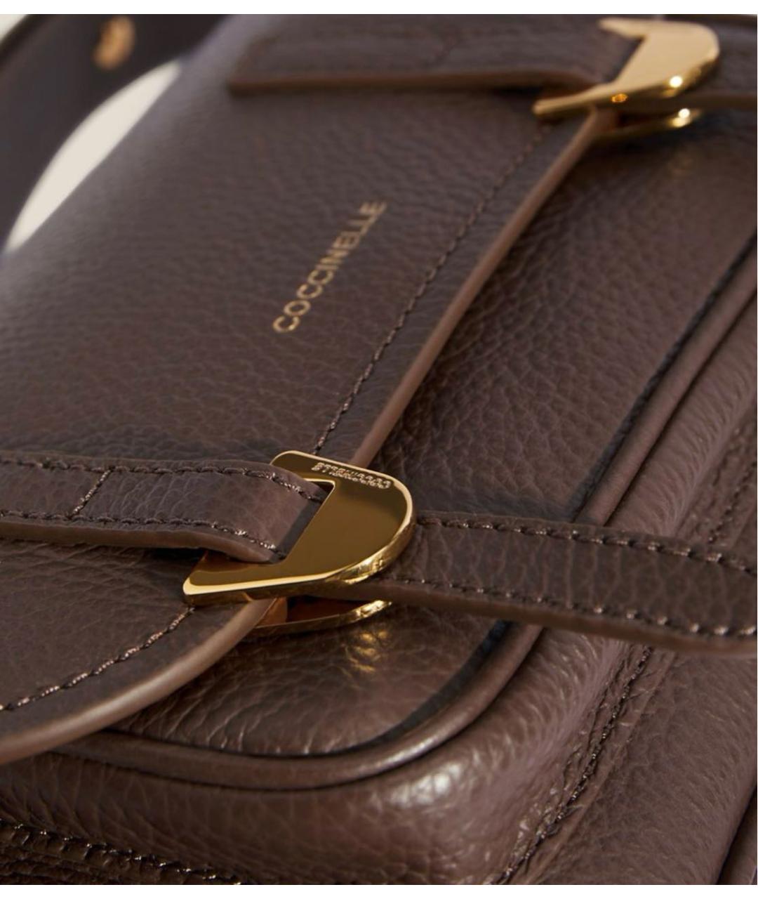 COCCINELLE Коричневая кожаная сумка через плечо, фото 2