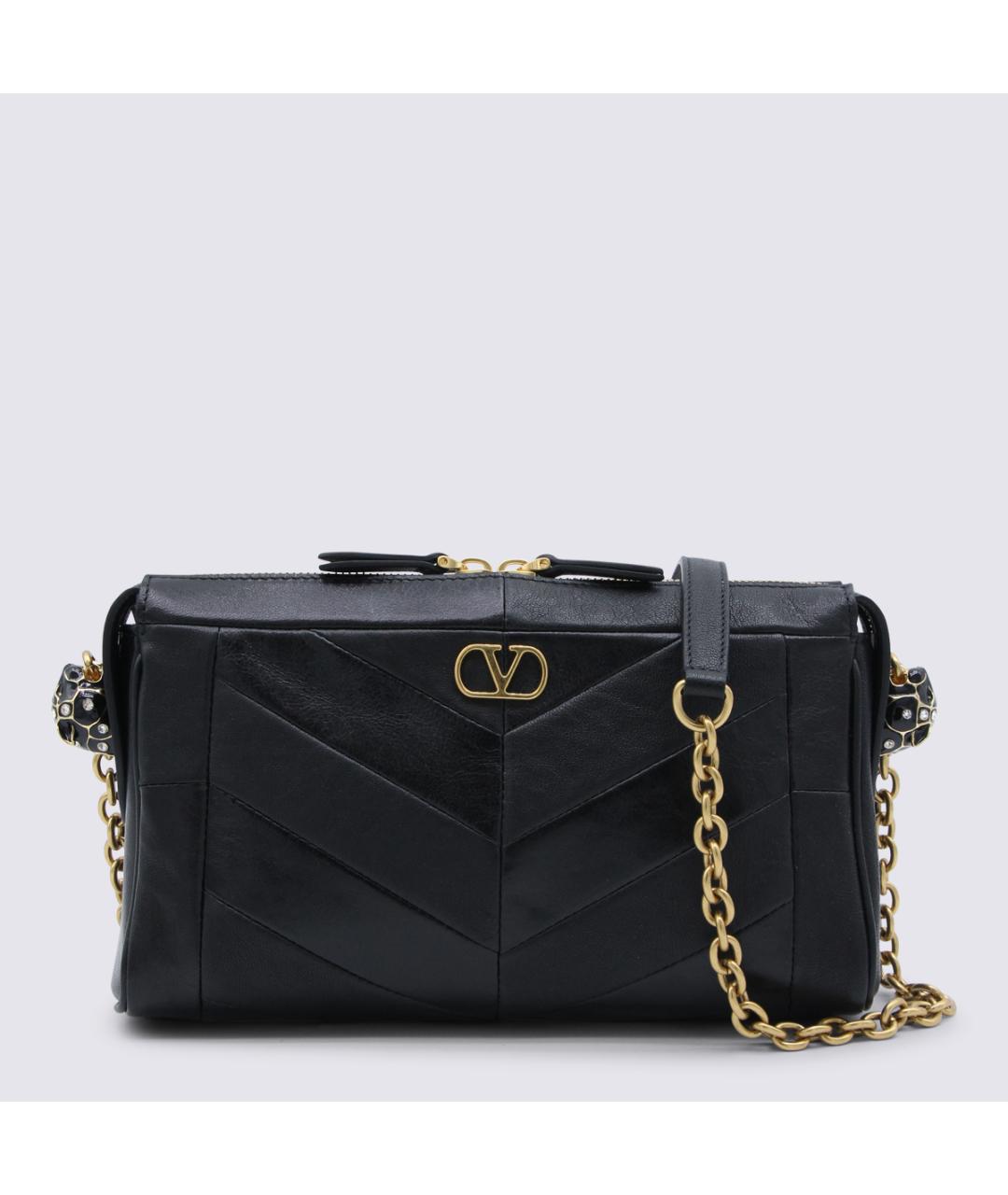 VALENTINO Черная кожаная сумка через плечо, фото 5