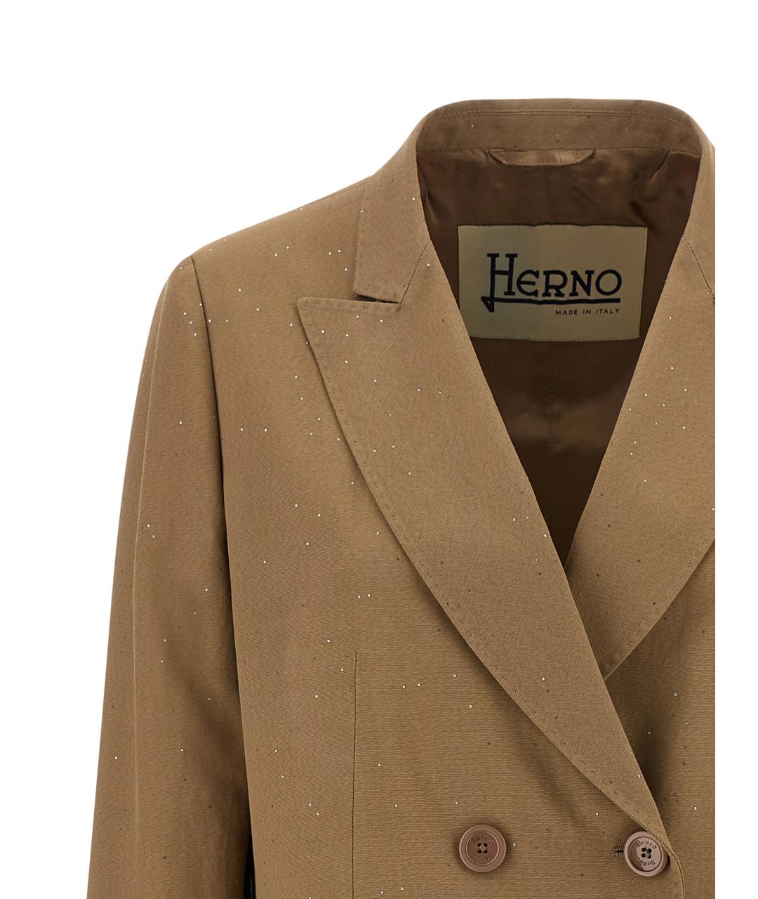 HERNO Бежевый вискозный жакет/пиджак, фото 3