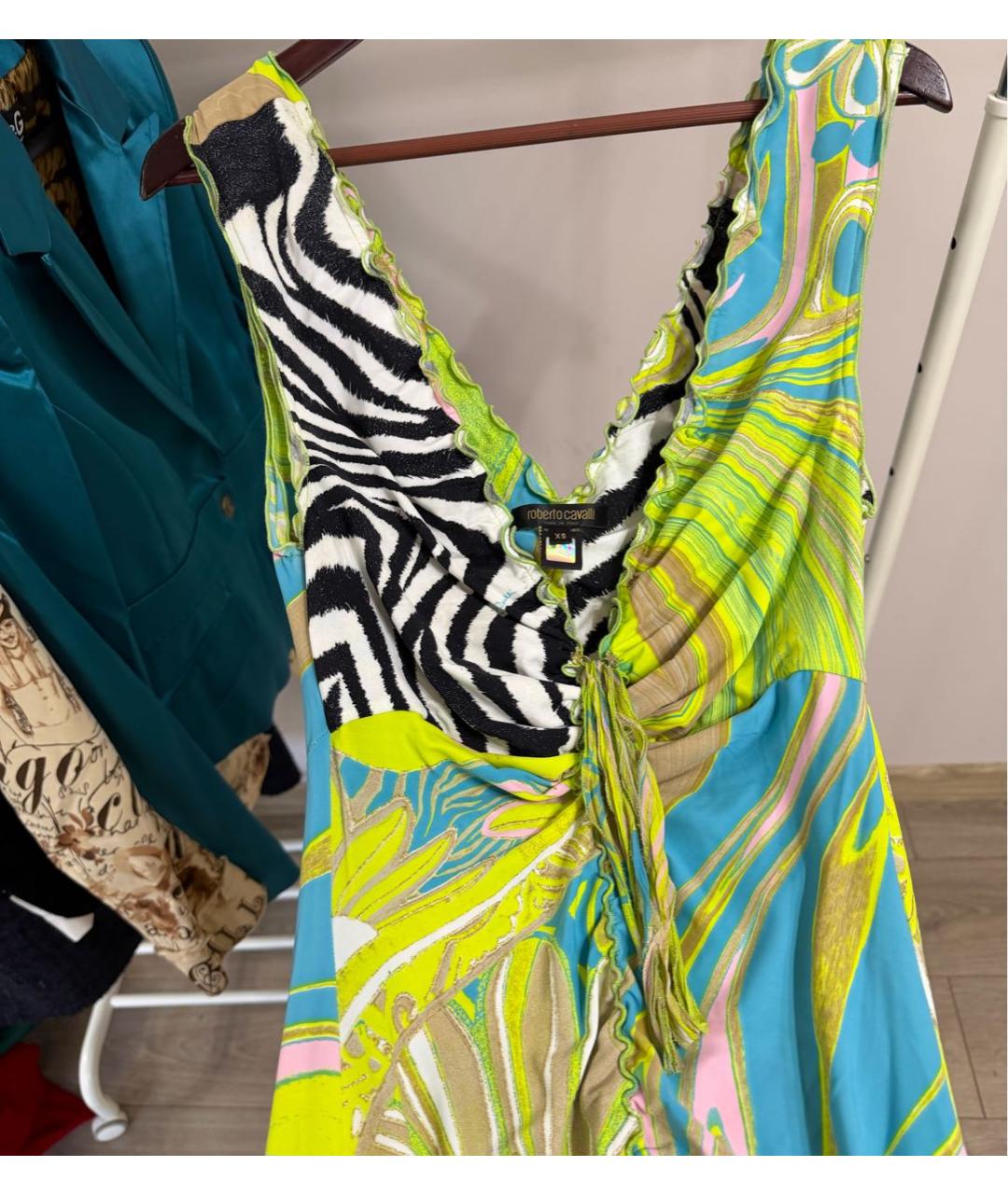 ROBERTO CAVALLI Мульти хлопко-эластановое коктейльное платье, фото 3