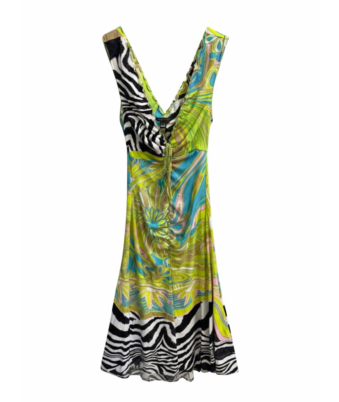 ROBERTO CAVALLI Мульти хлопко-эластановое коктейльное платье, фото 1