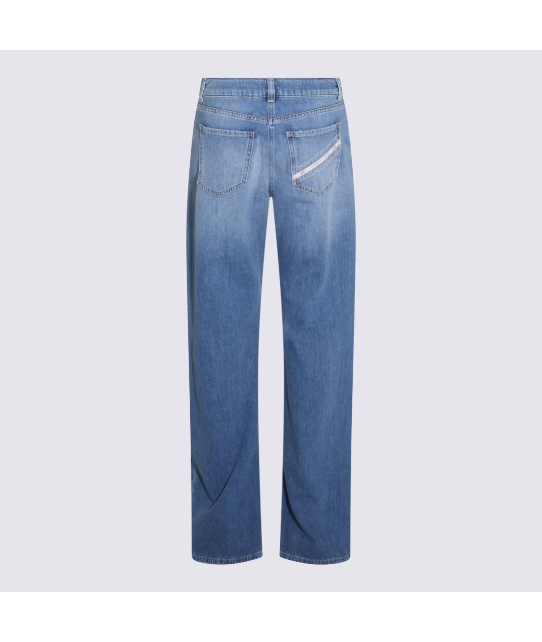 ELISABETTA FRANCHI Синие хлопковые прямые джинсы, фото 2