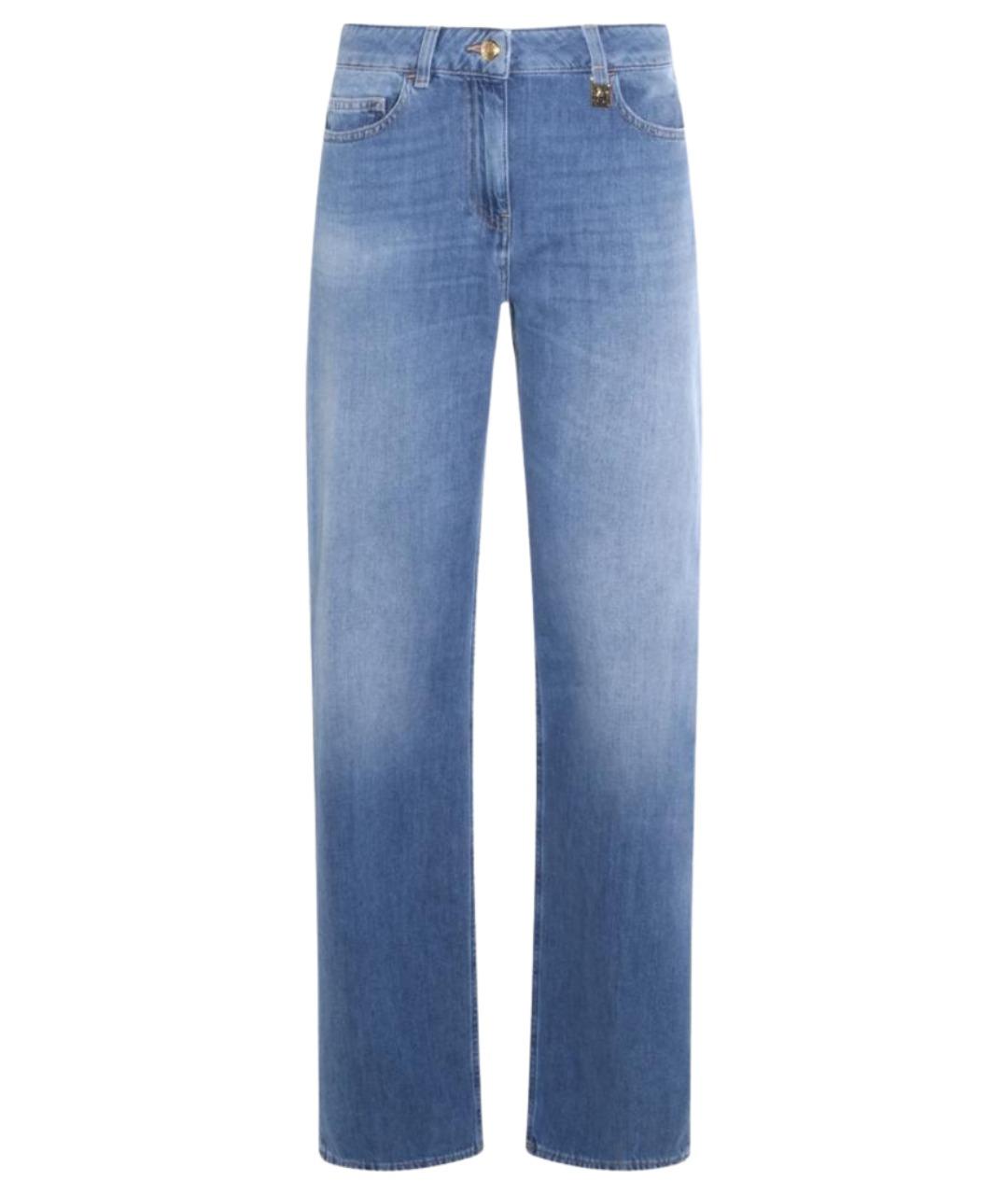 ELISABETTA FRANCHI Синие хлопковые прямые джинсы, фото 1