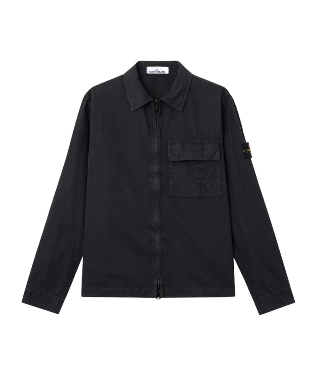 STONE ISLAND Темно-синяя хлопковая кэжуал рубашка, фото 1