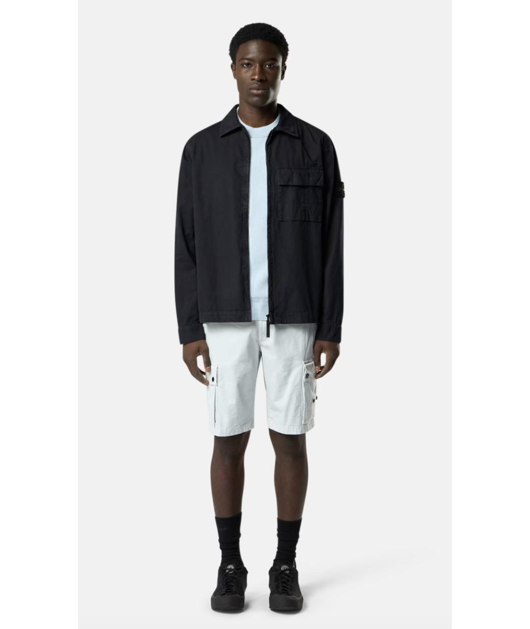 STONE ISLAND Темно-синяя хлопковая кэжуал рубашка, фото 3