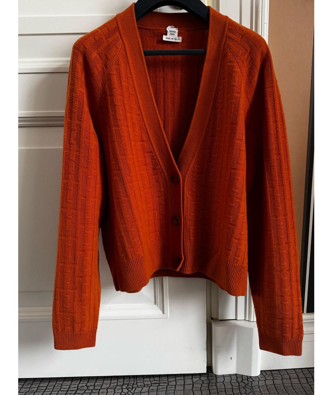 HERMES Оранжевый шерстяной кардиган, фото 8