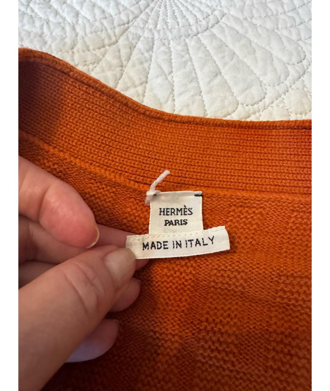 HERMES Оранжевый шерстяной кардиган, фото 5