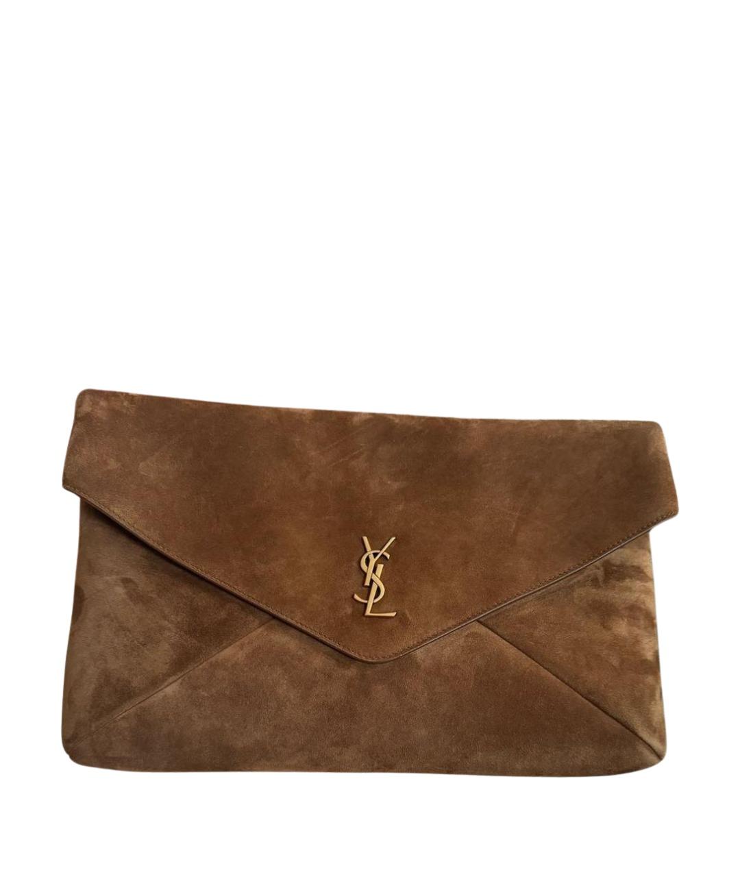 SAINT LAURENT Коричневая замшевая сумка через плечо, фото 1