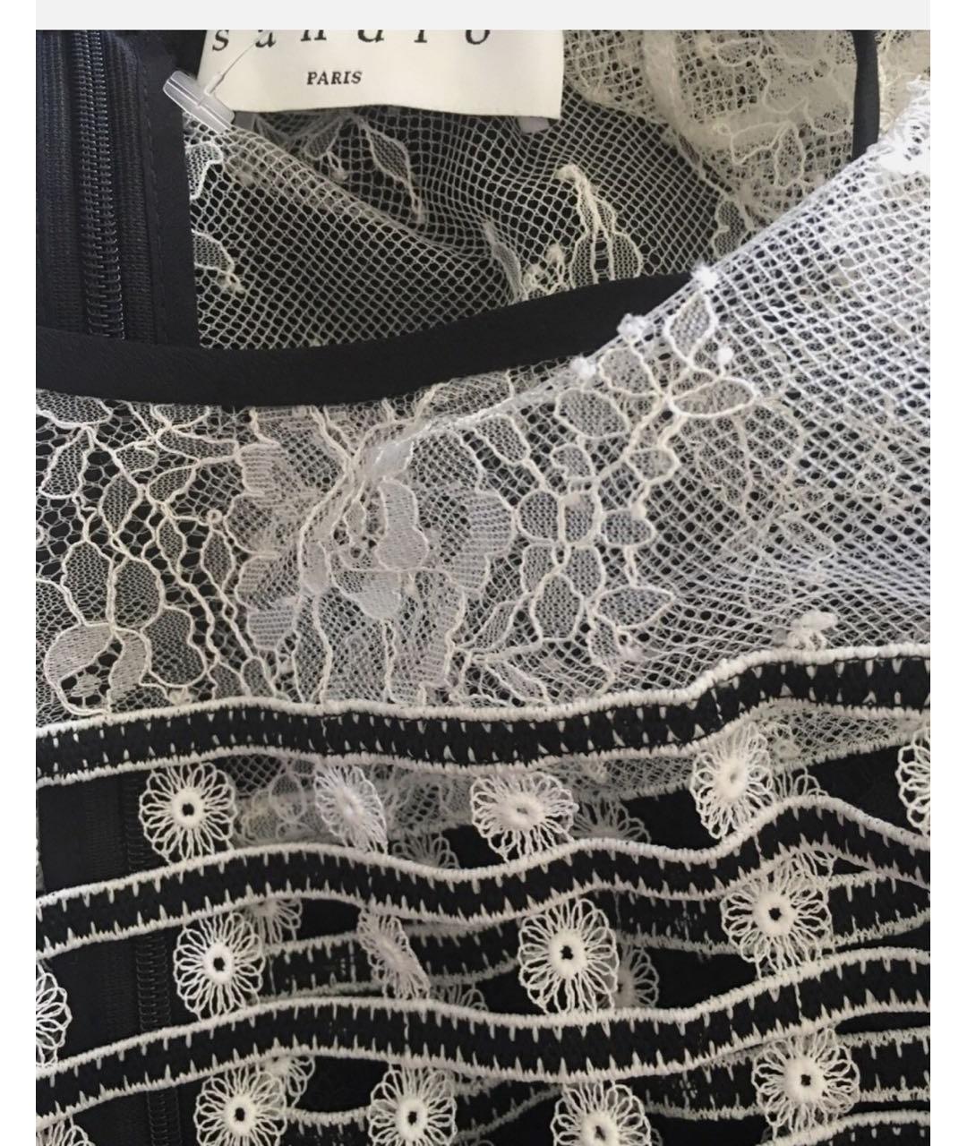 SANDRO Черное кружевное коктейльное платье, фото 5