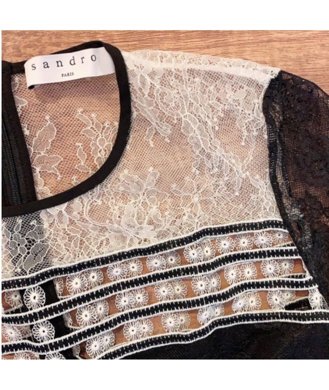 SANDRO Черное кружевное коктейльное платье, фото 4