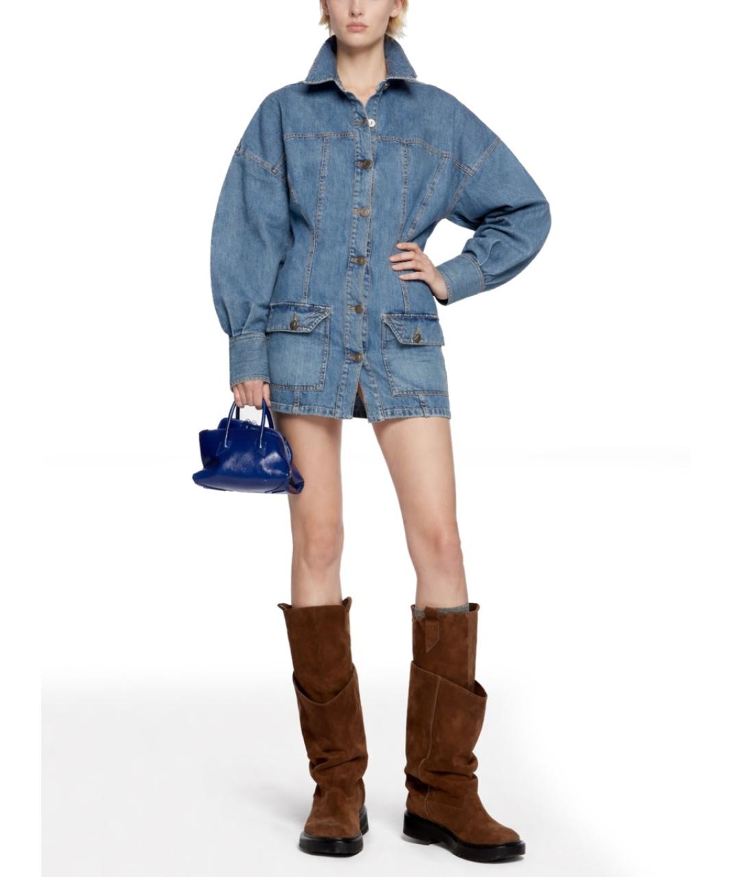 THE ATTICO Голубое хлопковое повседневное платье, фото 2