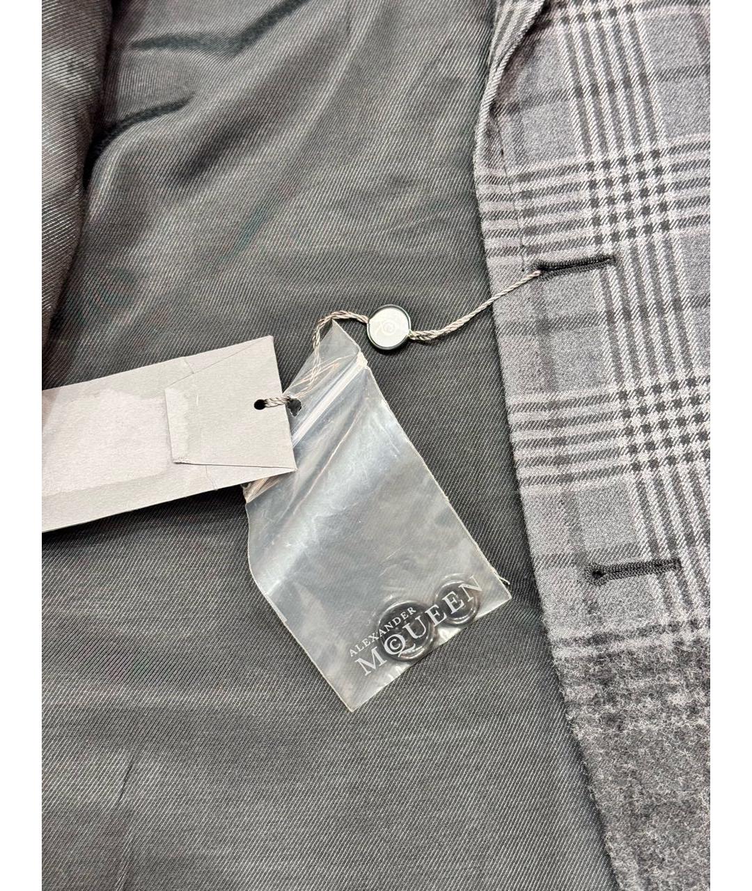 ALEXANDER MCQUEEN Серый шерстяной пиджак, фото 6