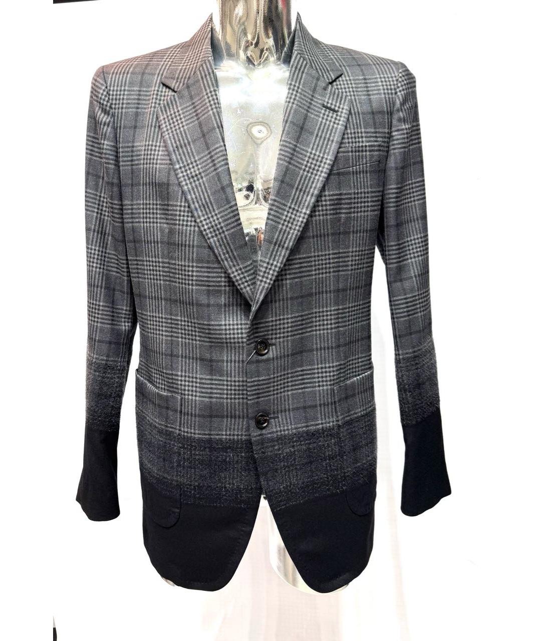 ALEXANDER MCQUEEN Серый шерстяной пиджак, фото 9