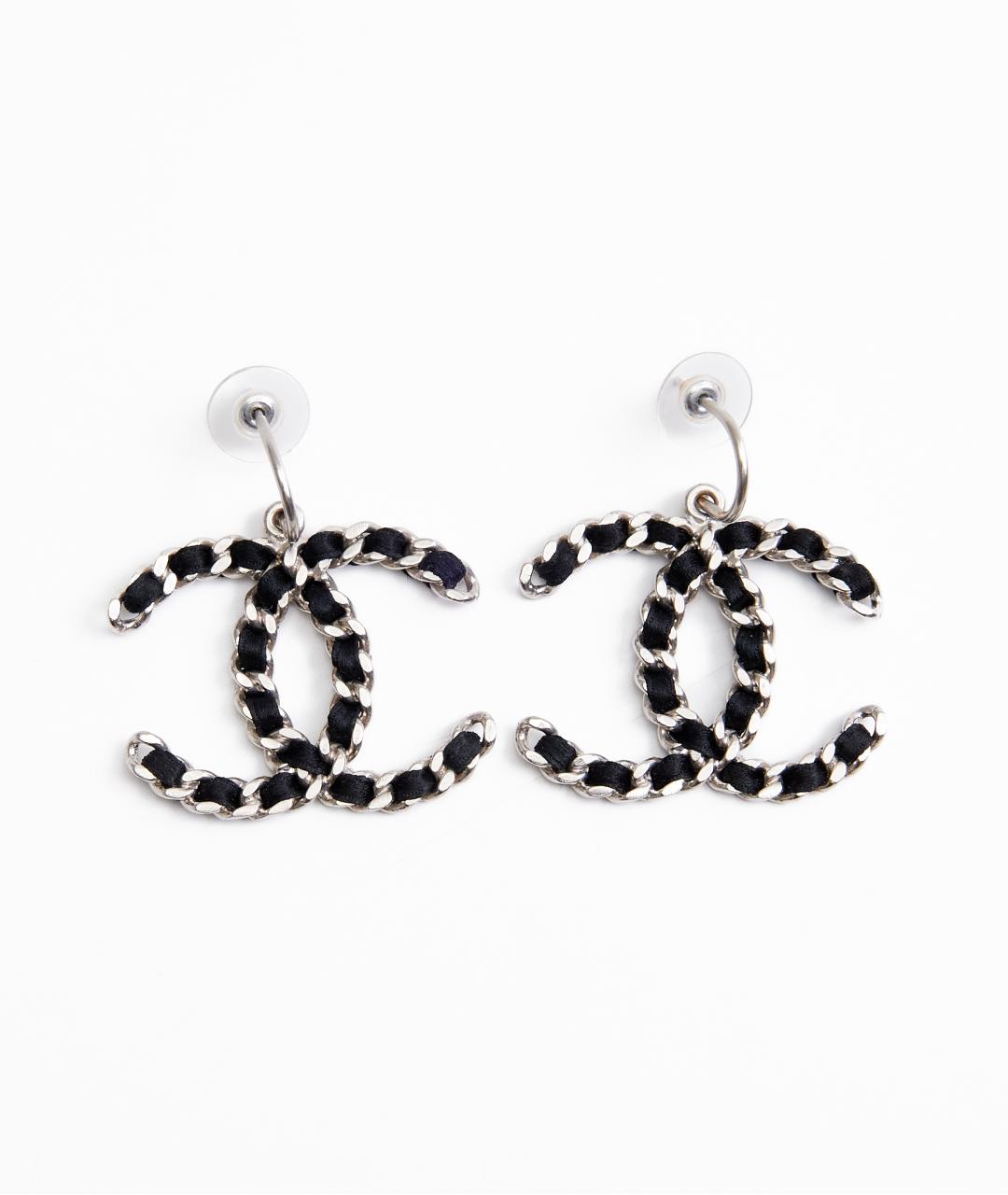 CHANEL Черные металлические серьги, фото 1