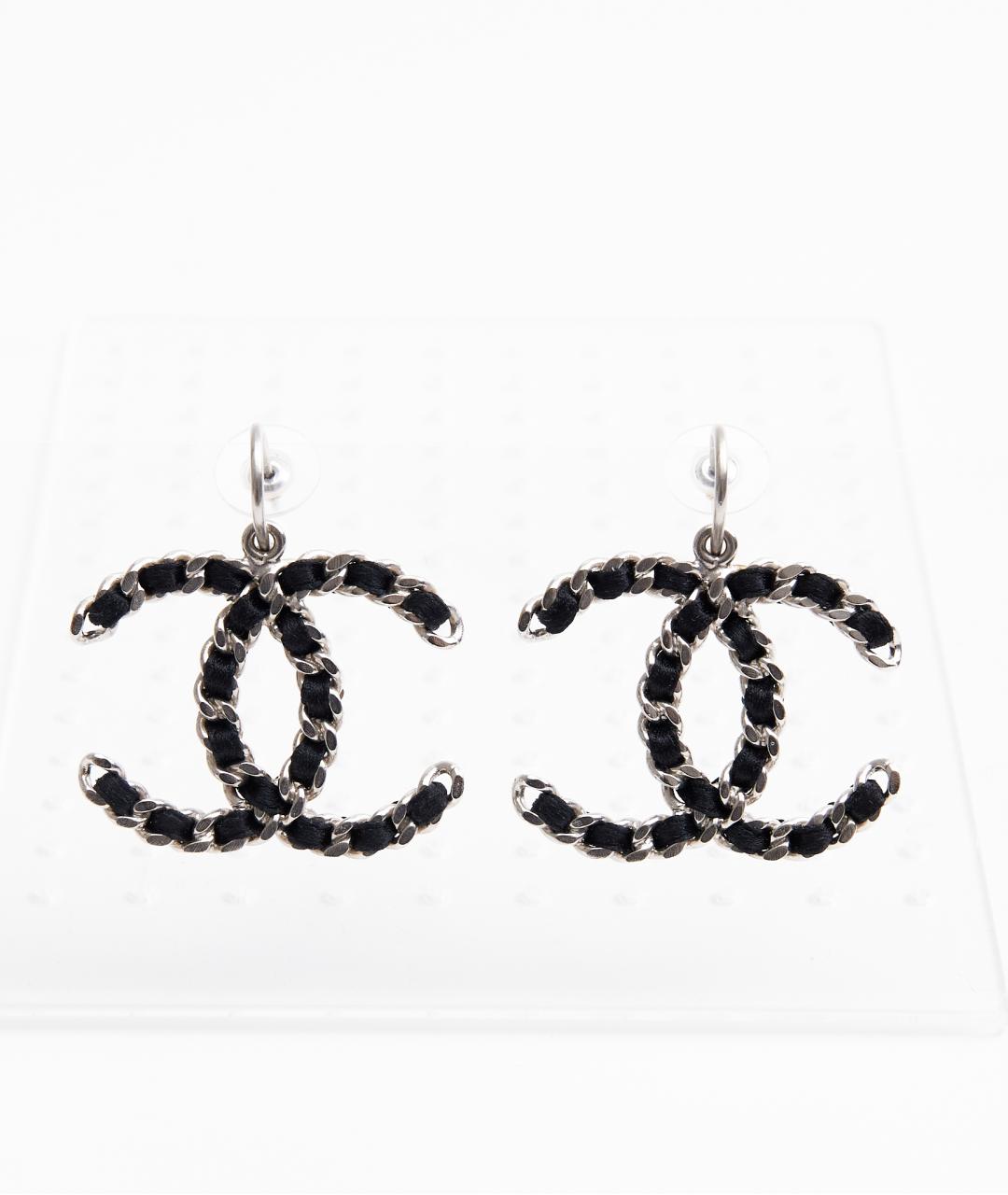 CHANEL Черные металлические серьги, фото 2