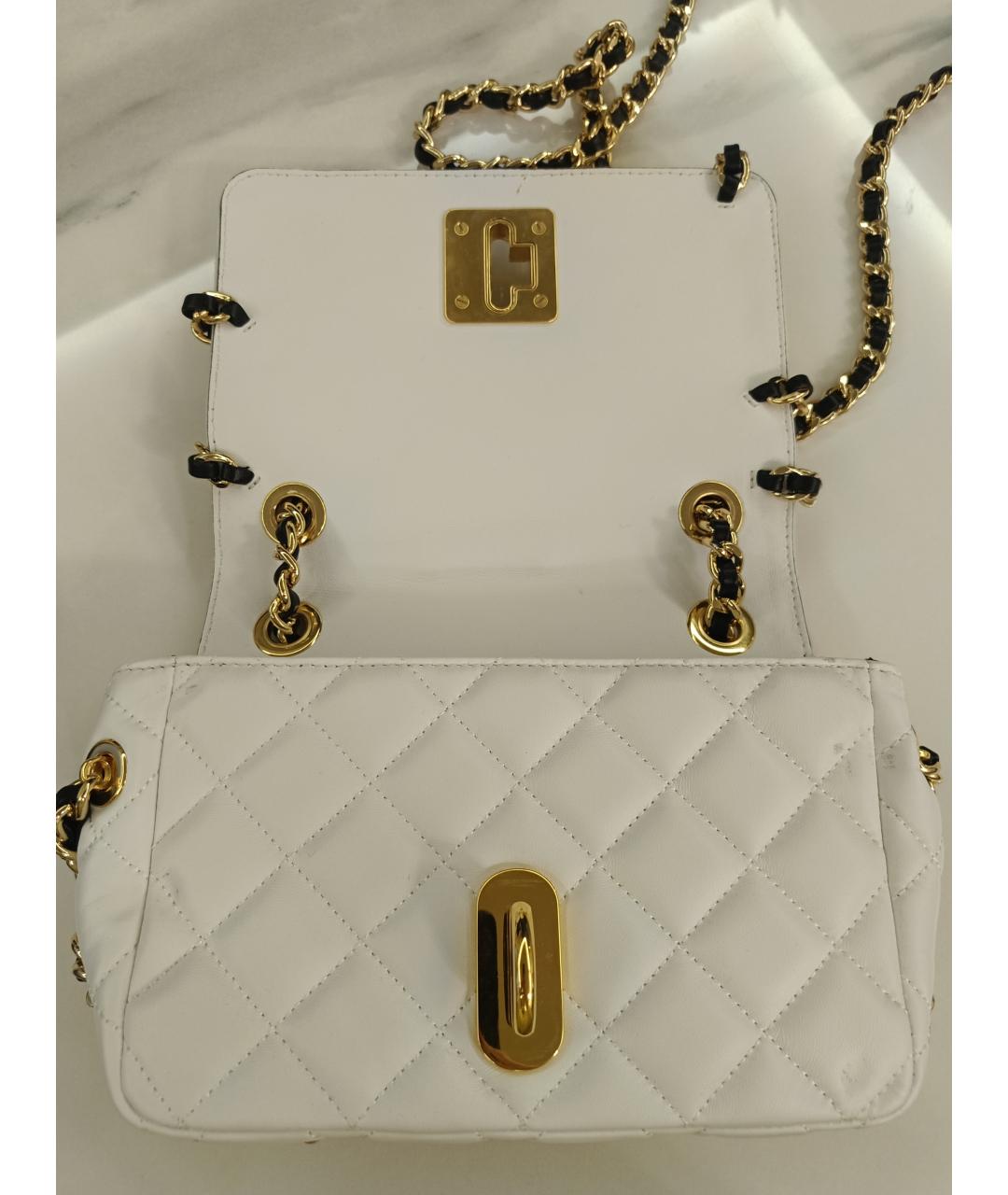 MOSCHINO Белая кожаная сумка через плечо, фото 5