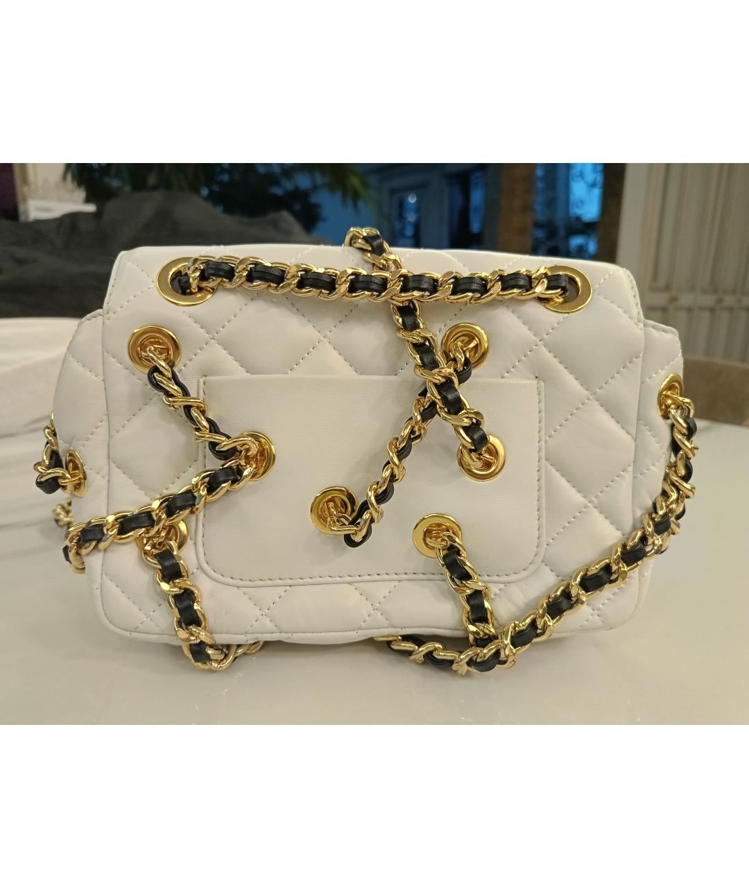 MOSCHINO Белая кожаная сумка через плечо, фото 3