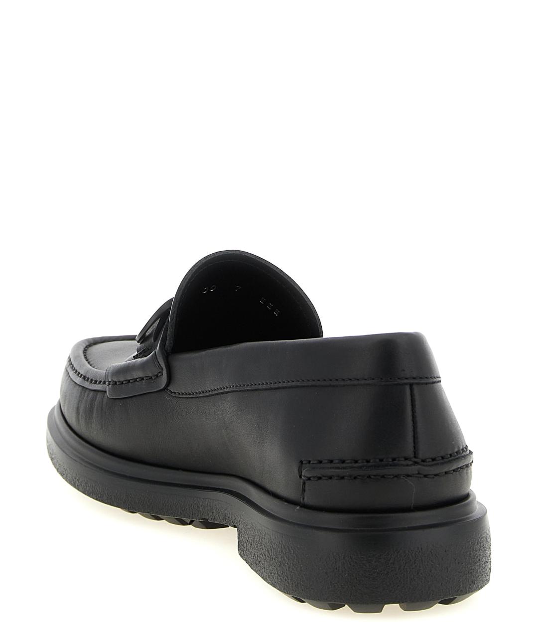 FERRAGAMO Черные кожаные лоферы, фото 3