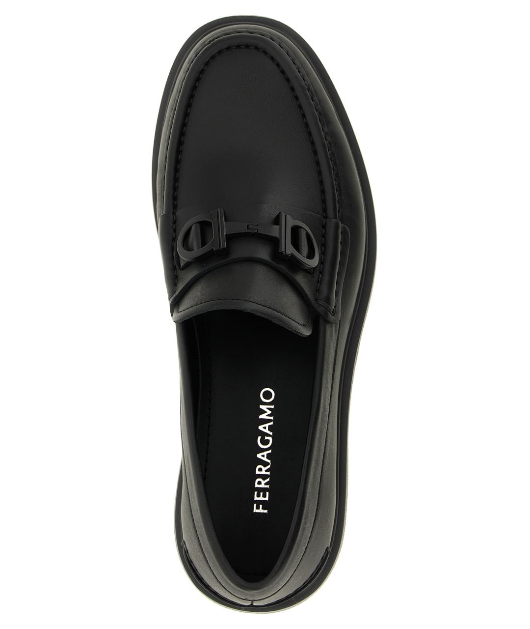 FERRAGAMO Черные кожаные лоферы, фото 4