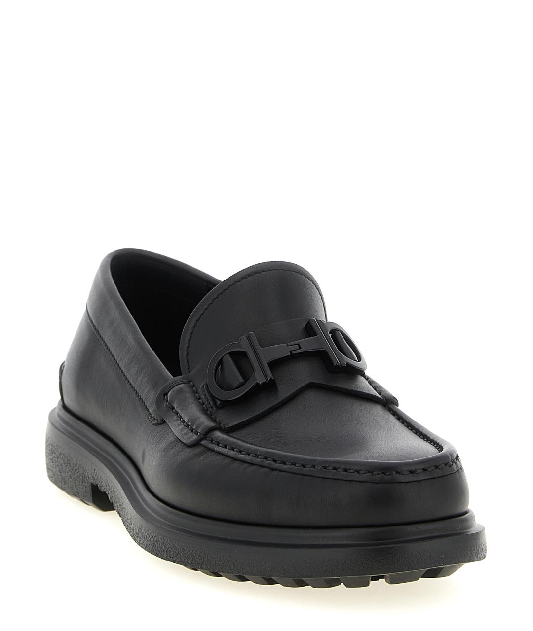 FERRAGAMO Черные кожаные лоферы, фото 2