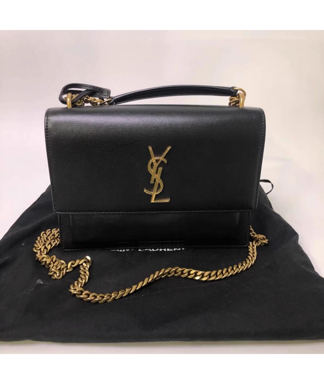 SAINT LAURENT Черная кожаная сумка через плечо, фото 2