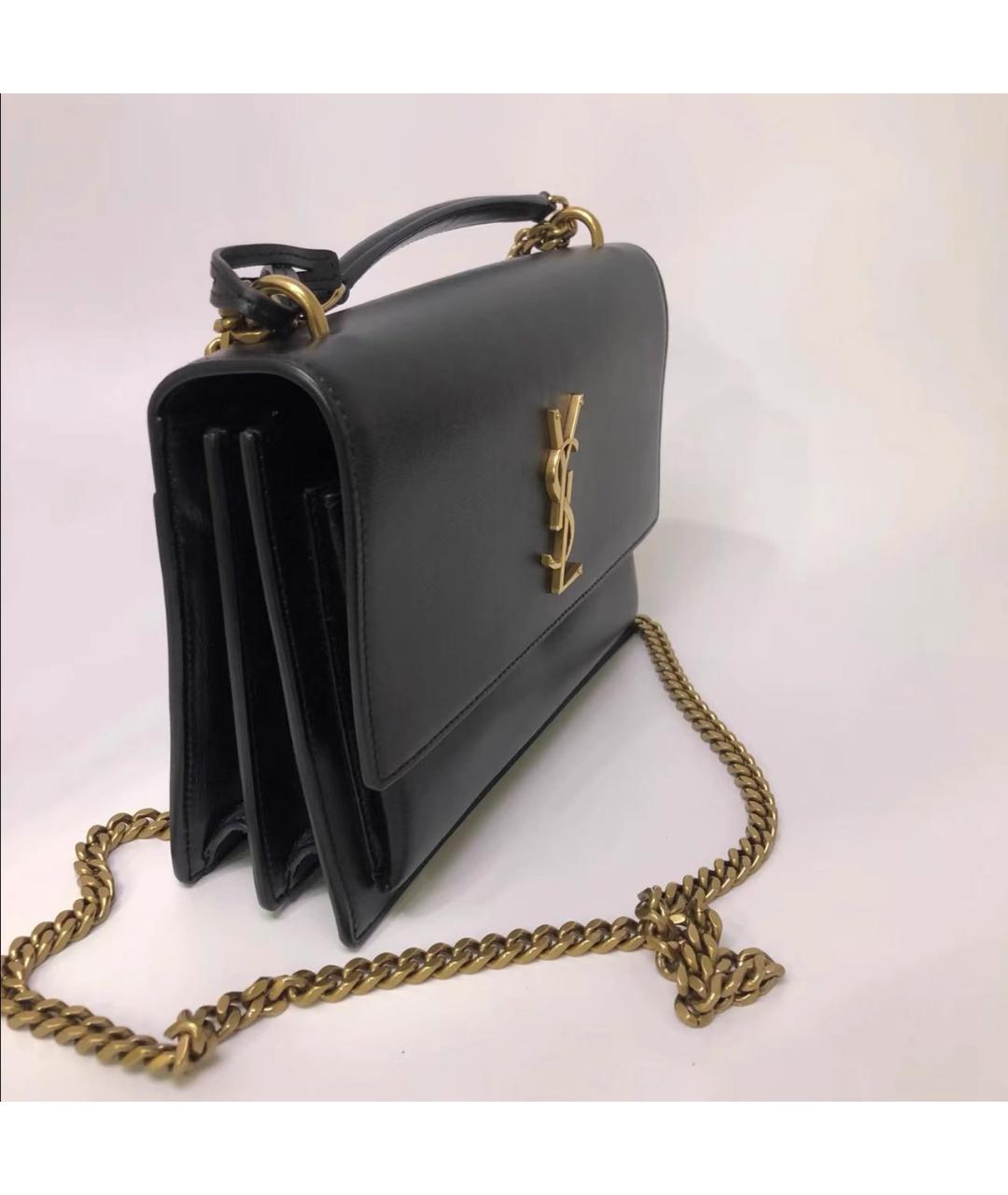 SAINT LAURENT Черная кожаная сумка через плечо, фото 3