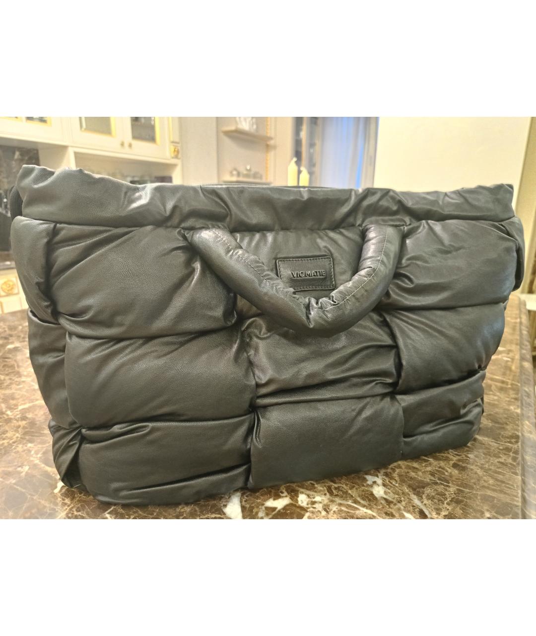 VIC MATIE Черная кожаная сумка тоут, фото 2