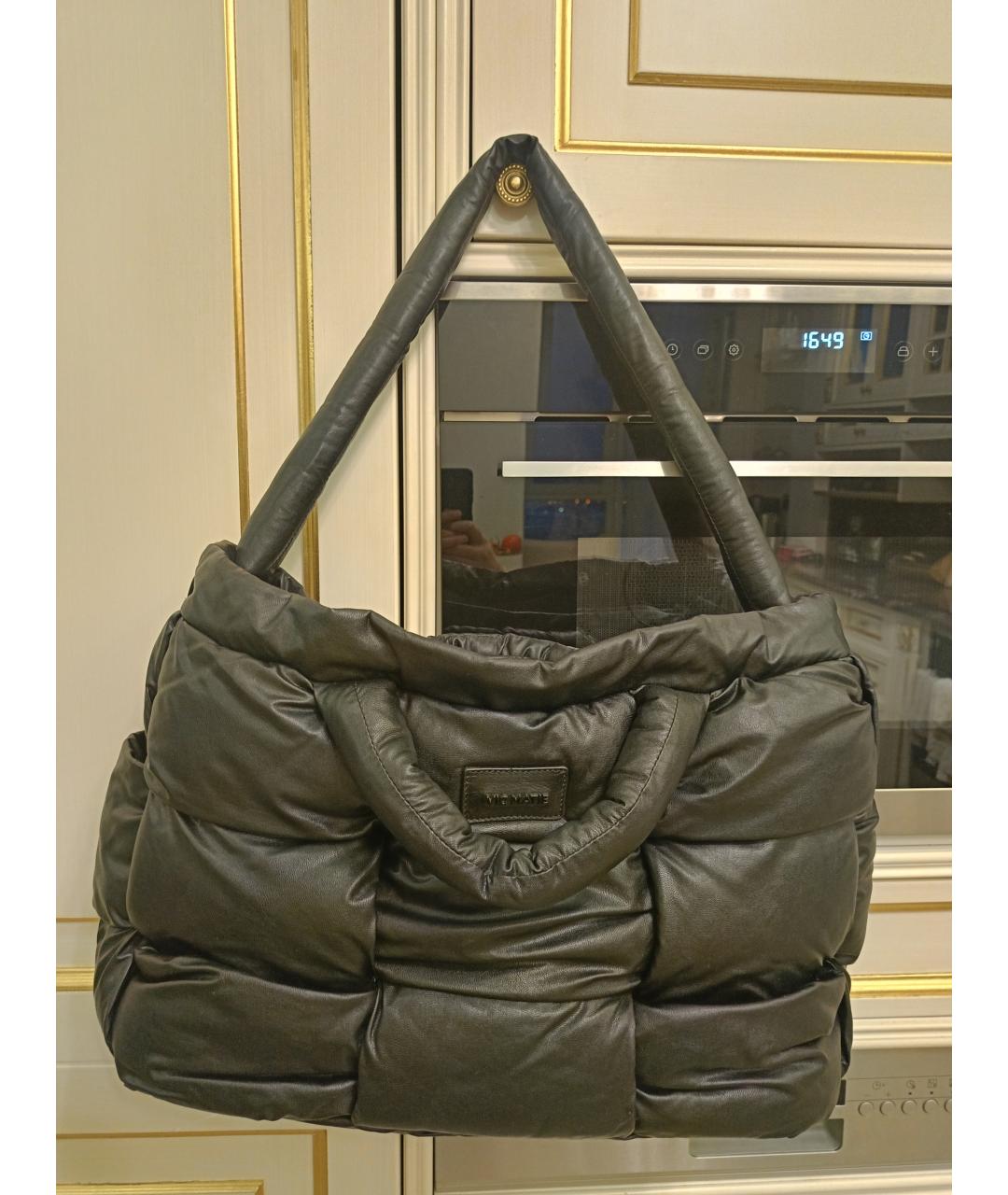 VIC MATIE Черная кожаная сумка тоут, фото 5