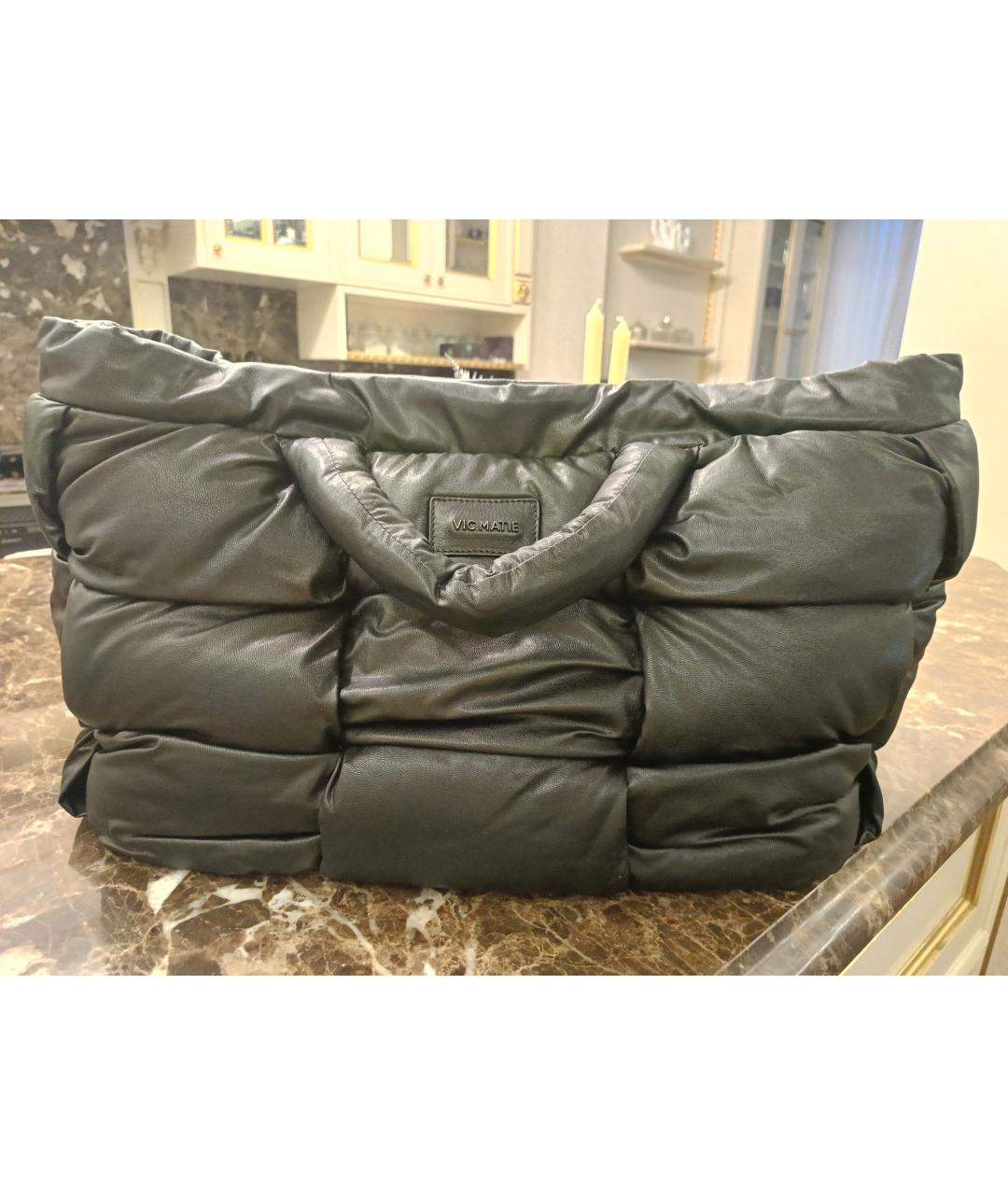 VIC MATIE Черная кожаная сумка тоут, фото 8