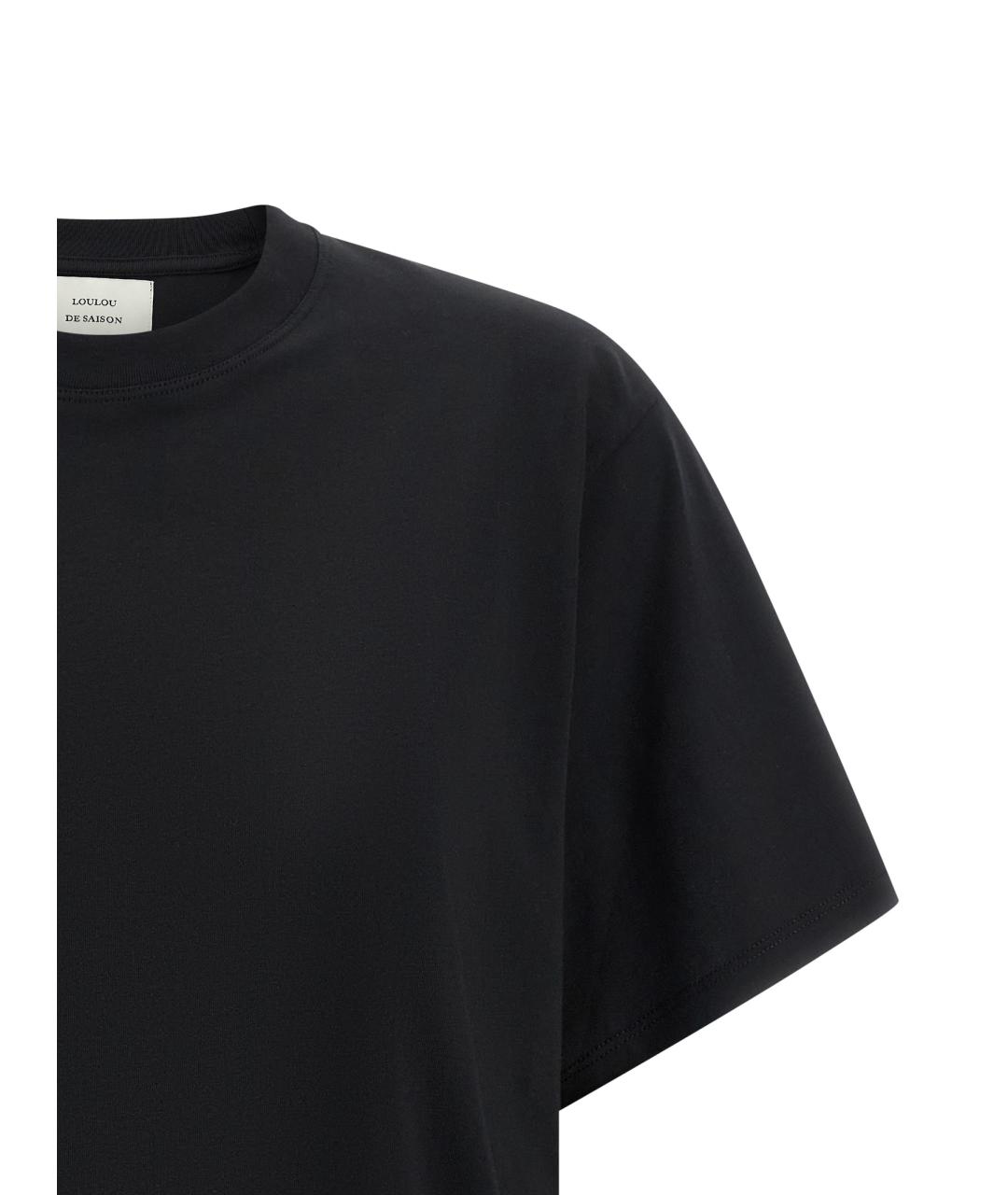 LOULOU STUDIO Черная хлопковая футболка, фото 3