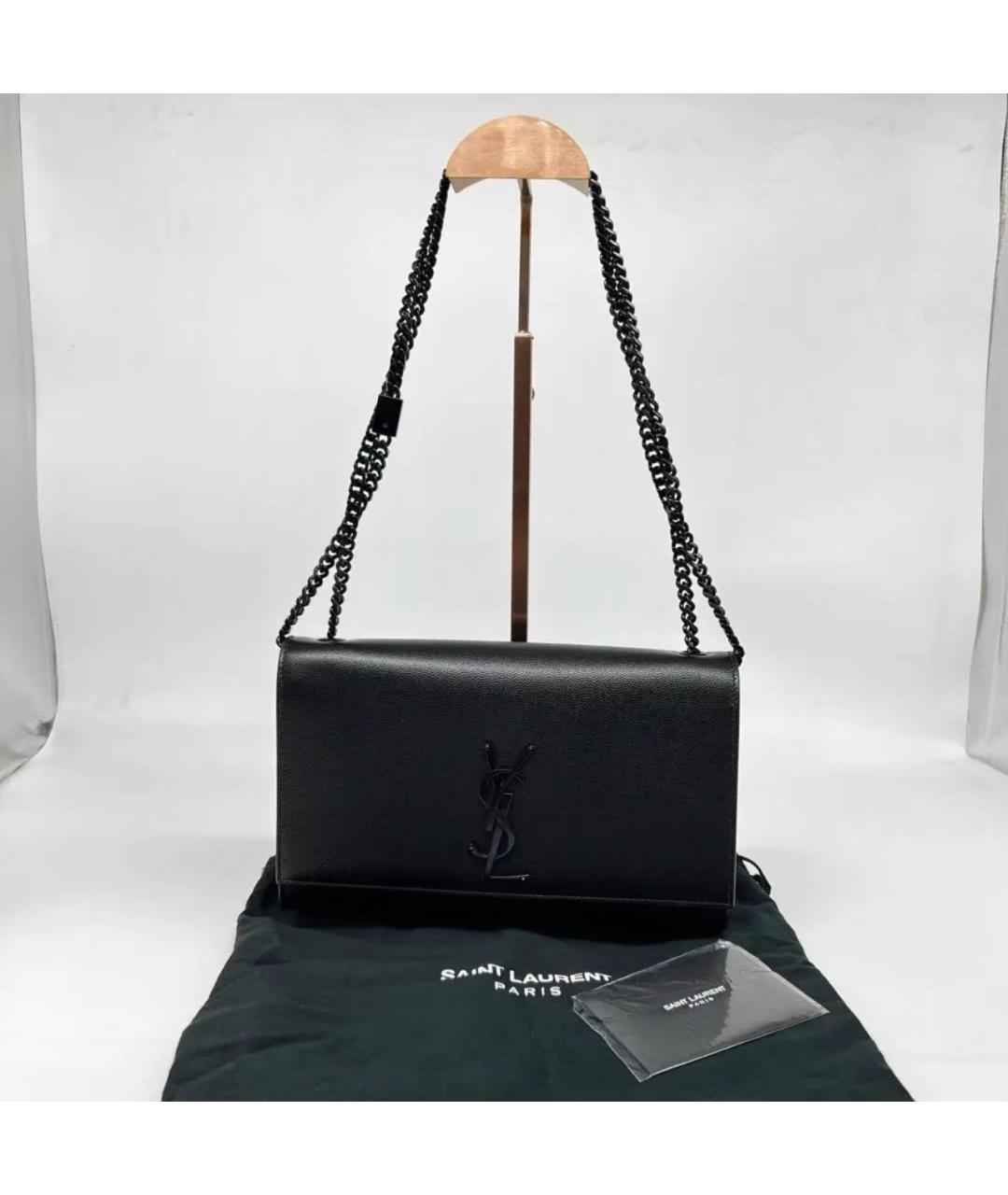 SAINT LAURENT Черная кожаная сумка через плечо, фото 9