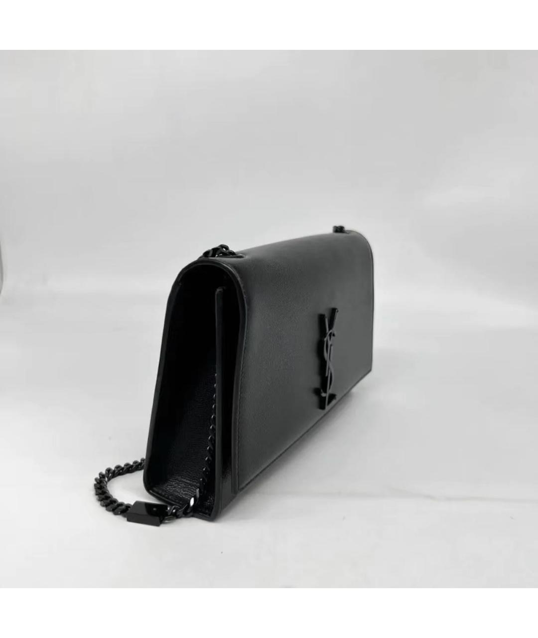 SAINT LAURENT Черная кожаная сумка через плечо, фото 3