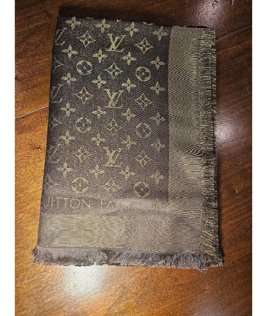 LOUIS VUITTON Золотой шелковый платок, фото 4